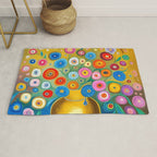 Many Abstract Flowers in a Gold Vase Rug Gallery Image 1