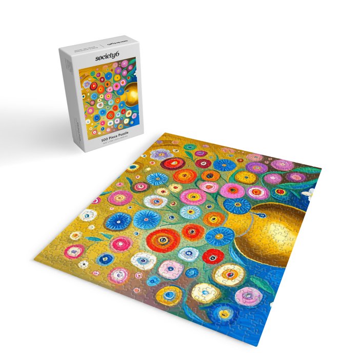Many Abstract Flowers in a Gold Vase Jigsaw Puzzle Gallery Image 2