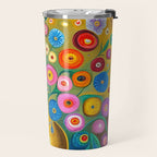 Many Abstract Flowers in a Gold Vase Travel Mug Gallery Image 2