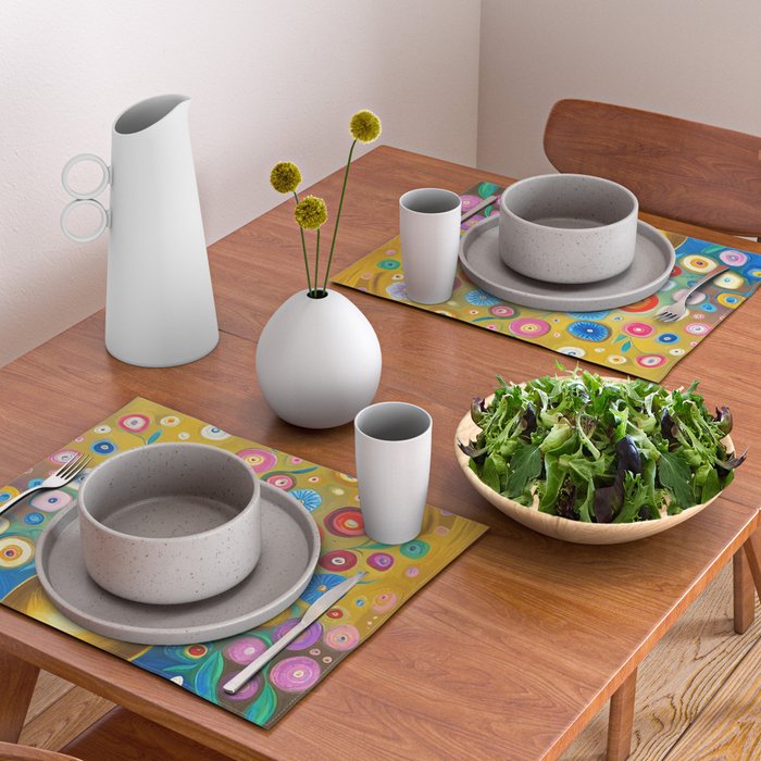 Many Abstract Flowers in a Gold Vase Placemat Gallery Image 2