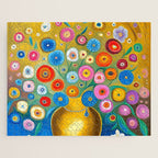 Many Abstract Flowers in a Gold Vase Jigsaw Puzzle Gallery Image 1