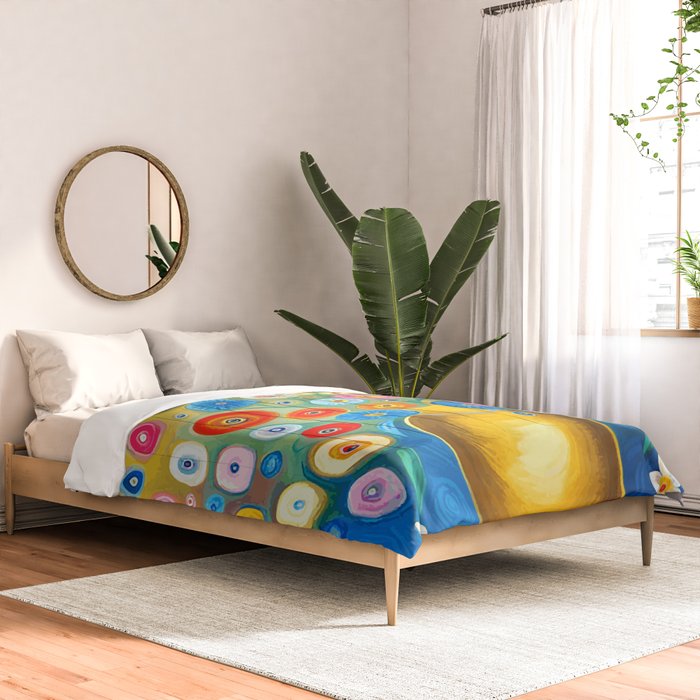 Many Abstract Flowers in a Gold Vase Comforter Gallery Image 2