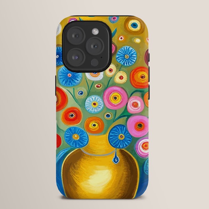 Many Abstract Flowers in a Gold Vase iPhone Case Gallery Image 15
