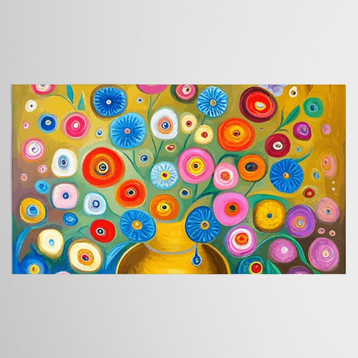 Many Abstract Flowers in a Gold Vase Tablecloth Gallery Image 2