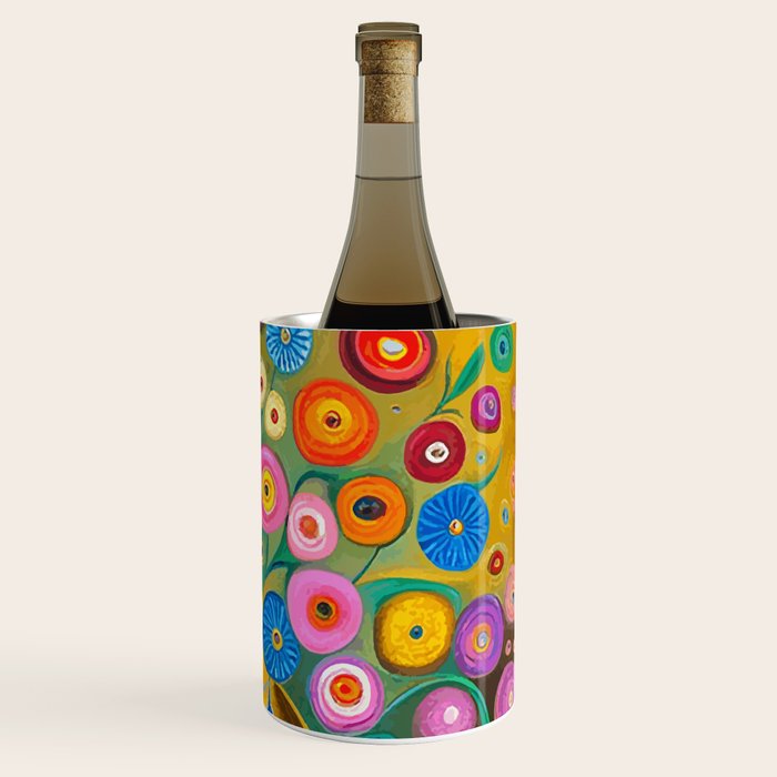 Many Abstract Flowers in a Gold Vase Wine Chiller Gallery Image 3