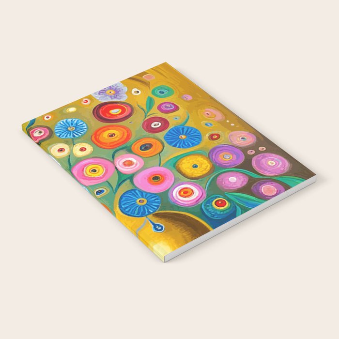 Many Abstract Flowers in a Gold Vase Notebook Gallery Image 2