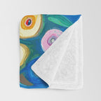 Many Abstract Flowers in a Gold Vase Throw Blanket Gallery Image 3