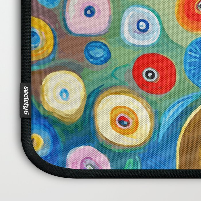 Many Abstract Flowers in a Gold Vase Laptop Sleeve Gallery Image 3