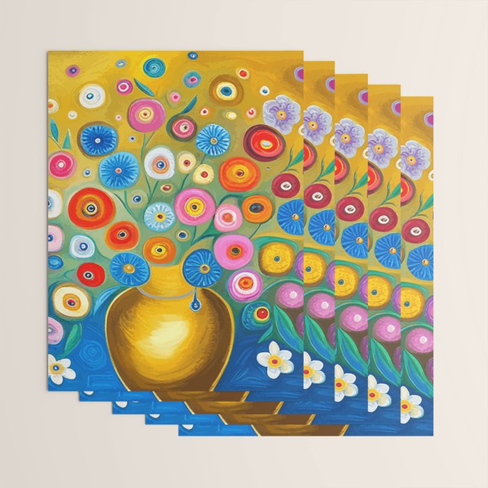 Many Abstract Flowers in a Gold Vase Wrapping Paper Gallery Image 3