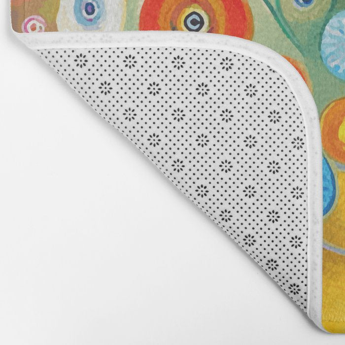 Many Abstract Flowers in a Gold Vase Bath Mat Gallery Image 2