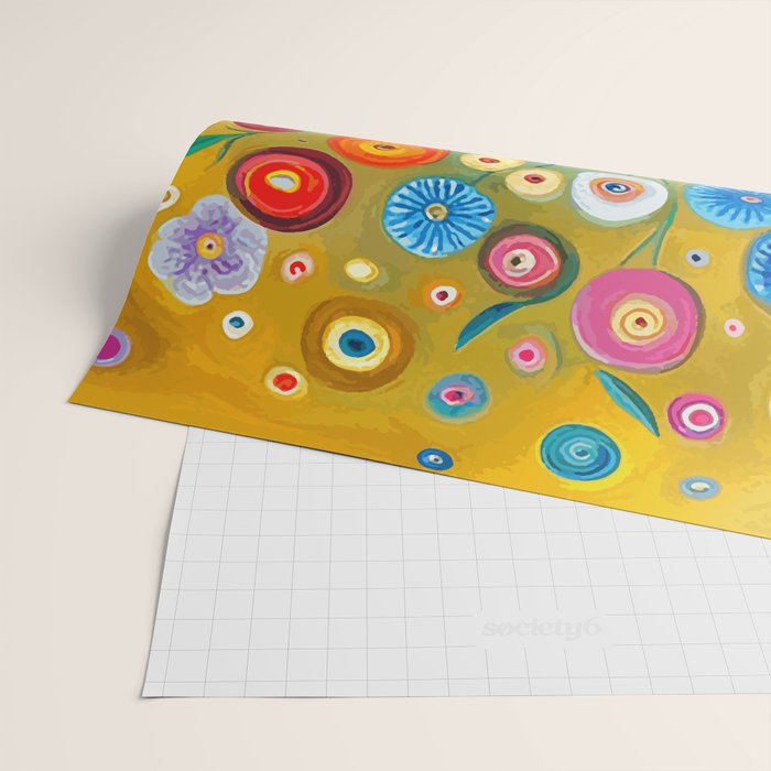 Many Abstract Flowers in a Gold Vase Wrapping Paper Gallery Image 2