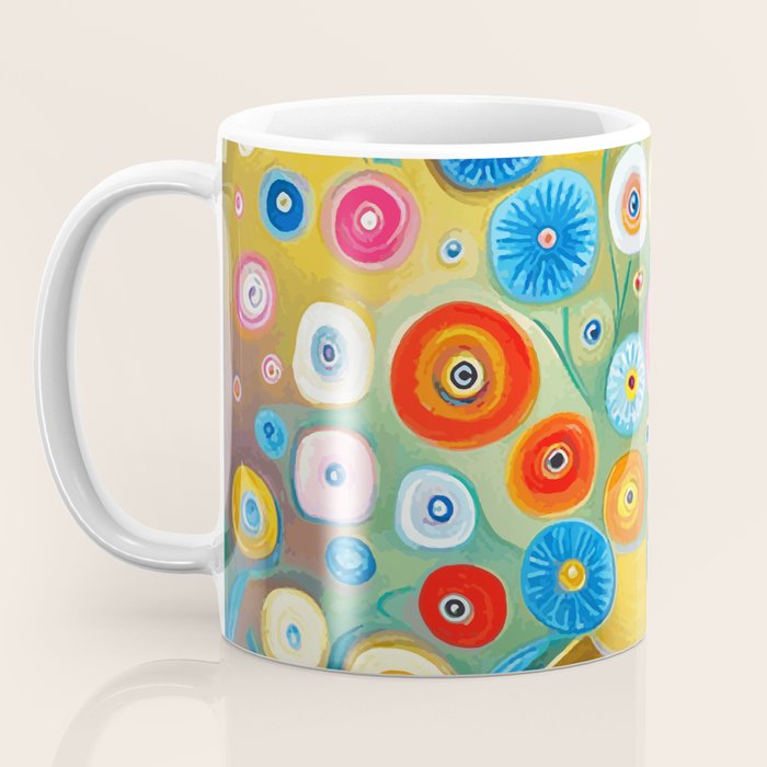 Many Abstract Flowers in a Gold Vase Coffee Mug Gallery Image 3