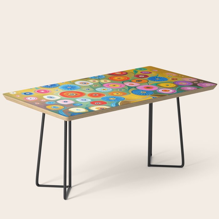 Many Abstract Flowers in a Gold Vase Coffee Table Gallery Image 1