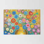 Many Abstract Flowers in a Gold Vase Rug Gallery Image 2