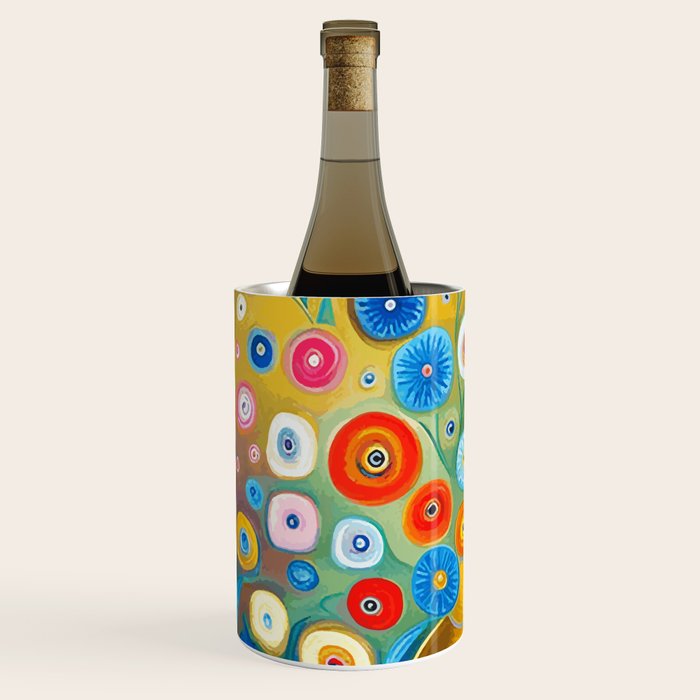 Many Abstract Flowers in a Gold Vase Wine Chiller Gallery Image 2
