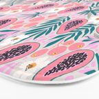 Tropical Pastel Papayas and Vibrant Palm Leaves Bath Mat Gallery Image 3