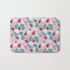 Tropical Pastel Papayas and Vibrant Palm Leaves Bath Mat Gallery Image 1