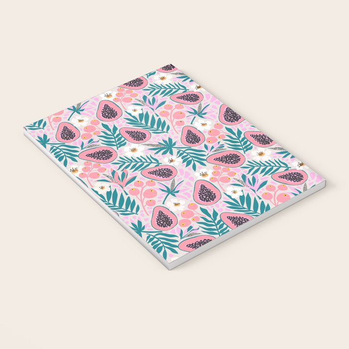 Tropical Pastel Papayas and Vibrant Palm Leaves Notebook Gallery Image 3