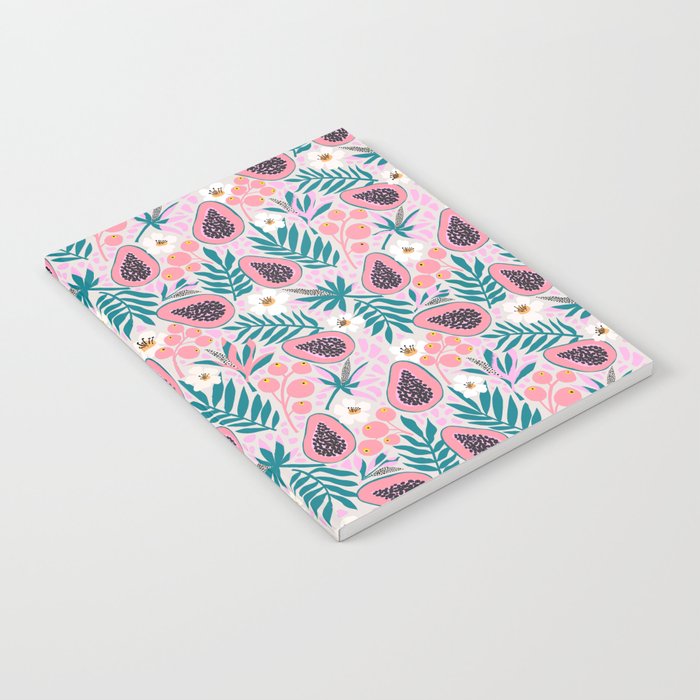 Tropical Pastel Papayas and Vibrant Palm Leaves Notebook Gallery Image 1