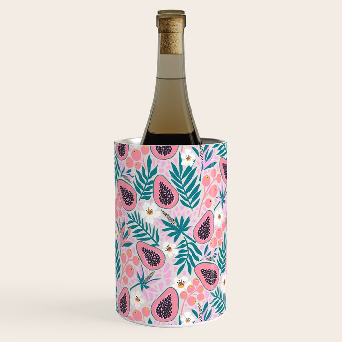 Tropical Pastel Papayas and Vibrant Palm Leaves Wine Chiller Gallery Image 3