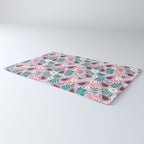 Tropical Pastel Papayas and Vibrant Palm Leaves Rug Gallery Image 3