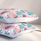 Tropical Pastel Papayas and Vibrant Palm Leaves Pillow Sham Gallery Image 3
