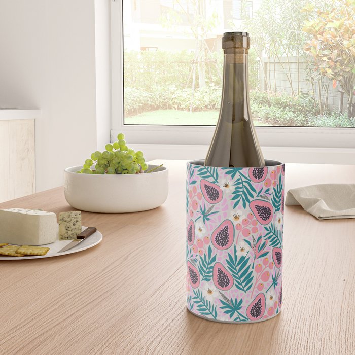 Tropical Pastel Papayas and Vibrant Palm Leaves Wine Chiller Gallery Image 4