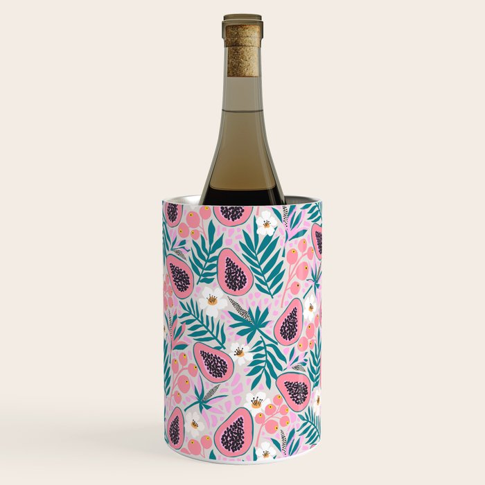 Tropical Pastel Papayas and Vibrant Palm Leaves Wine Chiller Gallery Image 2