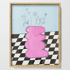 Pink Wavy Vase with Checkerboard Pattern Serving Tray Gallery Image 1