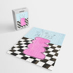 Pink Wavy Vase with Checkerboard Pattern Jigsaw Puzzle Gallery Image 2