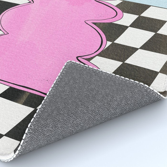 Pink Wavy Vase with Checkerboard Pattern Rug Gallery Image 4