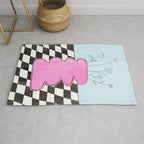 Pink Wavy Vase with Checkerboard Pattern Rug Gallery Image 1