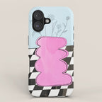 Pink Wavy Vase with Checkerboard Pattern iPhone Case Gallery Image 1