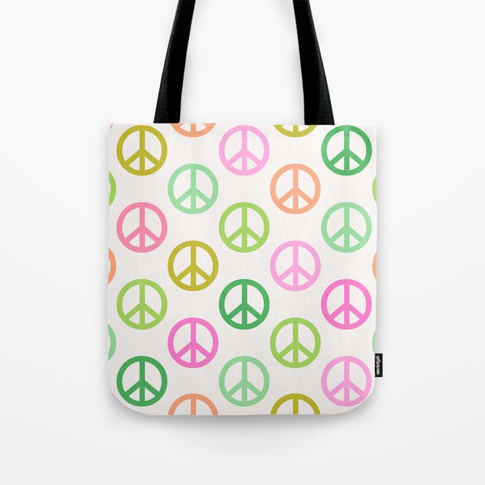 Peace Symbol - Pink & Green Tote Bag Gallery Image 1
