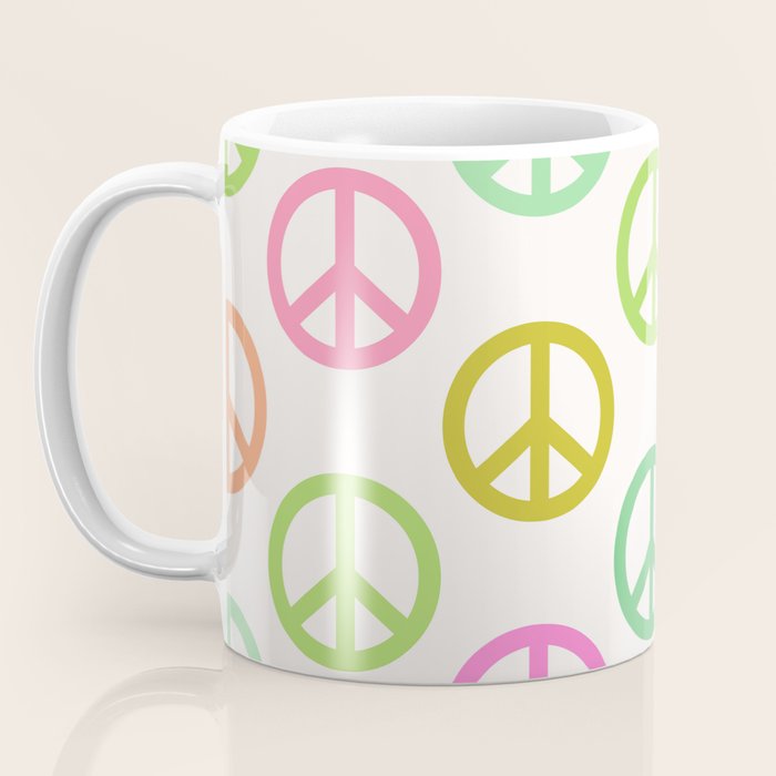 Peace Symbol - Pink & Green Coffee Mug Gallery Image 3