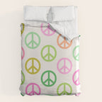 Peace Symbol - Pink & Green Duvet Cover Gallery Image 6