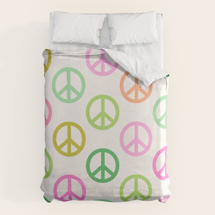 Peace Symbol - Pink & Green Duvet Cover Gallery Image 6