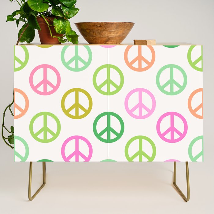 Peace Symbol - Pink & Green Credenza Gallery Image 1
