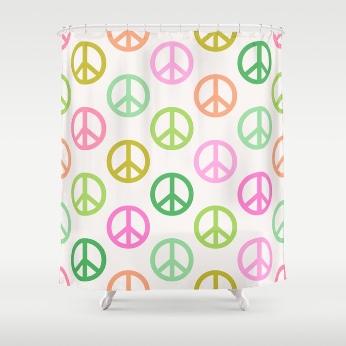 Peace Symbol - Pink & Green Shower Curtain Gallery Image 1