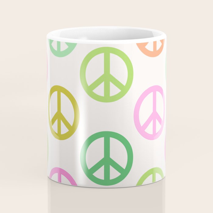 Peace Symbol - Pink & Green Coffee Mug Gallery Image 4