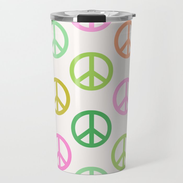 Peace Symbol - Pink & Green Travel Mug Gallery Image 1
