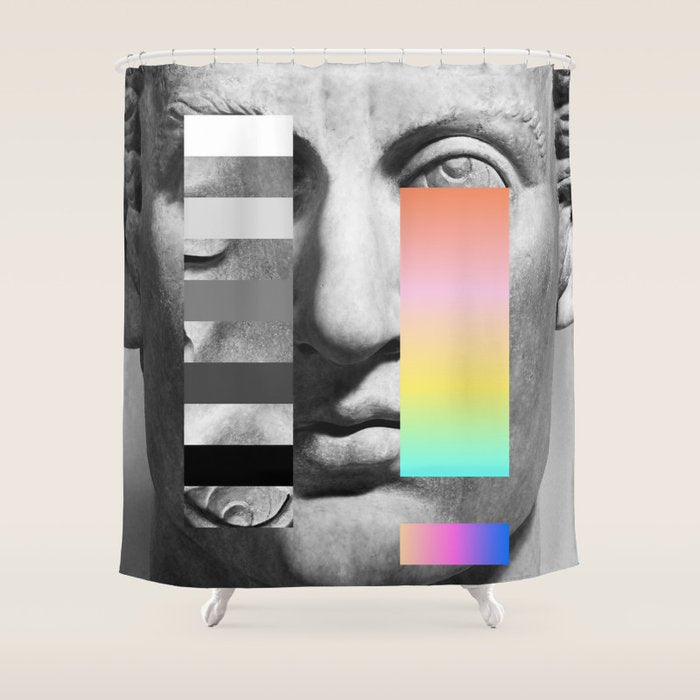 Sculpture of a Man With Shifting Patterns 1 Shower Curtain Gallery Image 1