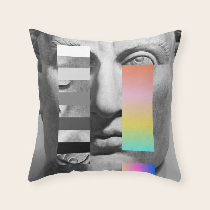 Sculpture of a Man With Shifting Patterns 1 Throw Pillow Gallery Image 6