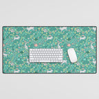 Spring Pattern of Bunnies with Turtles Desk Mat Gallery Image 1