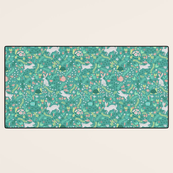 Spring Pattern of Bunnies with Turtles Desk Mat Gallery Image 3