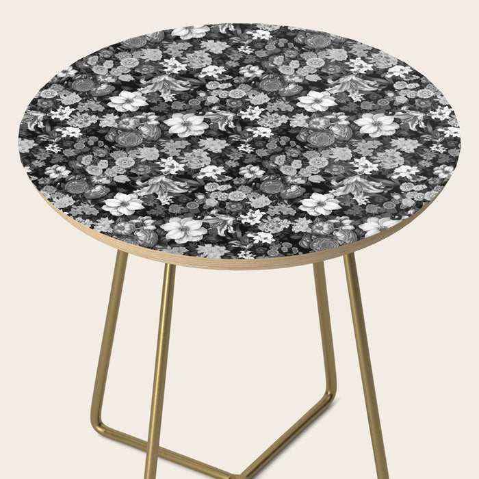 Black and White Floral Pattern Side Table Gallery Image 2