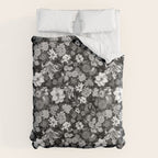 Black and White Floral Pattern Duvet Cover Gallery Image 6