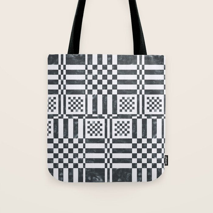 Structured Lines Grid Tote Bag Gallery Image 1
