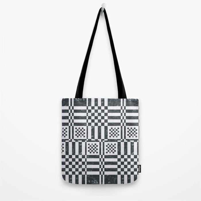 Structured Lines Grid Tote Bag Gallery Image 2