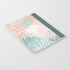 Festive, Floral Prints, Teal, Peach, Coral Notebook Gallery Image 3